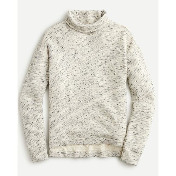J Crew Womens Vintage Fleece Cotton Terry‎ Turtleneck Sweater Speckle Grey Sz XL - Picture 1 of 9